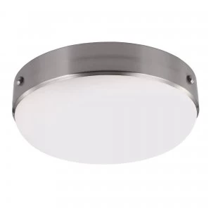 Image of 2 Light Flush Ceiling Light Brushed Steel, E27