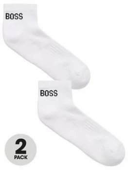 Image of Hugo Boss 2 Pack Logo Ankle Socks White Size 43-46