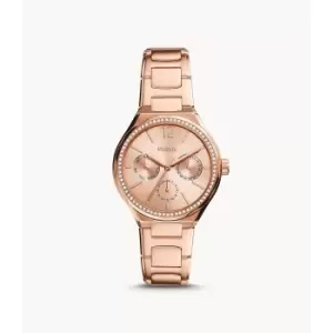 Image of Fossil Womens Eevie Multifunction Stainless Steel Watch - Rose Gold