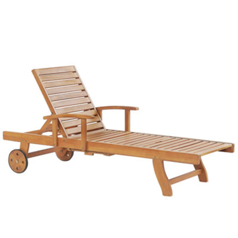 Image of Beliani Sun Lounger Java Reclining Acacia Wood Light Brown