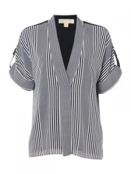Image of Michael Kors Longsleeve Striped Blouse Top White