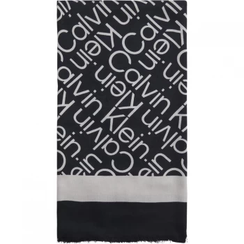 Image of Calvin Klein GeoLog Scarf Womens - Black BAX