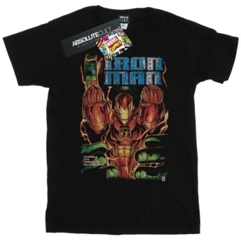 Image of Marvel Iron Man Comic Book Cover T-Shirt Black male
