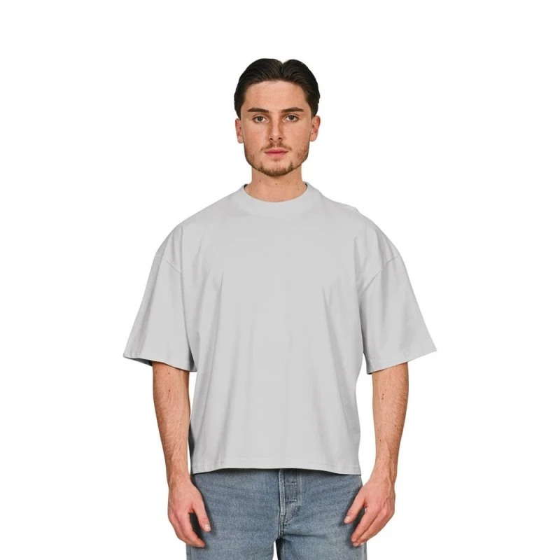 Image of Casual Classics Mens Combed Ringspun Cotton Boxy Oversized T-Shirt in Light Grey Size: XS Light Grey Male XS