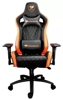Image of Cougar Armor S Gaming Chair with Reclining and Height Adjustment (Black and Orange)