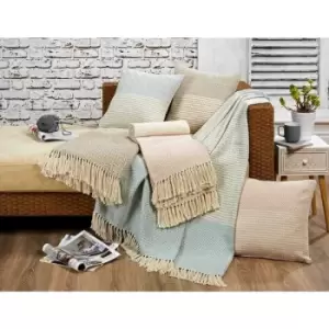 Image of Rona 100% Cotton Throw Geometric Tassel Blanket 127x152cm Blush Pink - Pink