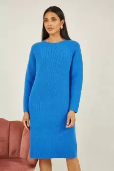Image of Blue Knitted Midi Dress