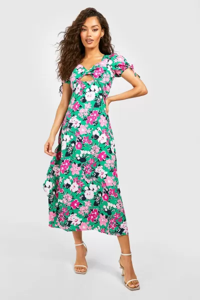 Image of Floral Twist Midaxi Dress