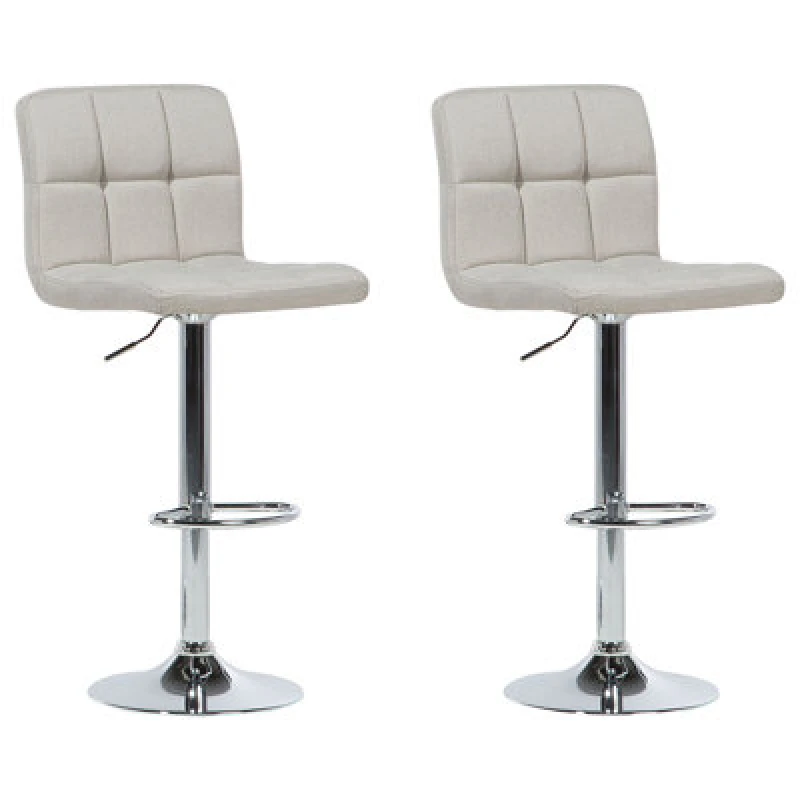 Image of Beliani Set Of 2 Bar Chairs Marion Swivel Light Beige