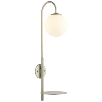 Image of Merano Frosinone Wall Lamp Satin Champagne Paint & Matt Opal Glass