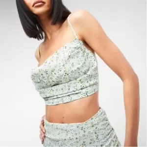 Image of Missguided Petite Floral Print Satin Bralet - Multi