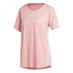 Image of adidas Womens 3-Stripes Training T-Shirt Loose - Pink/White