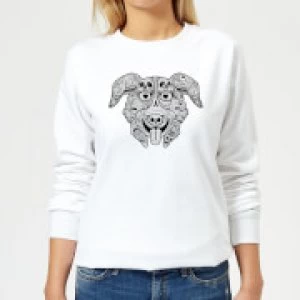 Image of Mr Pickles Pattern Face Womens Sweatshirt - White - M