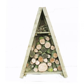 Image of Shire Small Pressure Treated Overlap Triangular Log Store - 3ft x 1ft (817mm x 424mm)