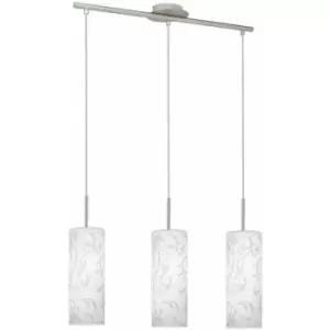 Image of Pendant Light Colour Satin Nickel Shade White Glass Printed Bulb E27 3x60W