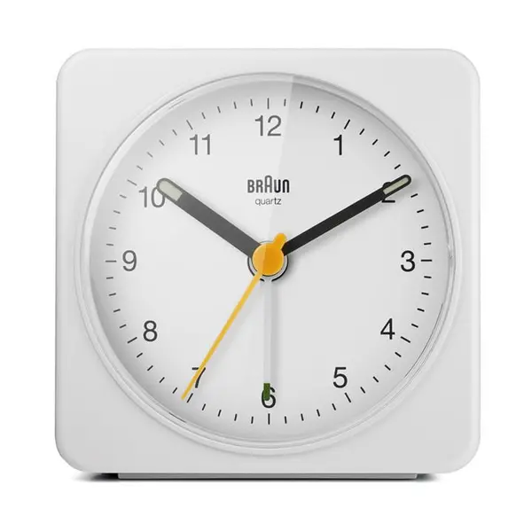 Image of Braun Classic Analogue Alarm Clock with Snooze and Light - White One Size