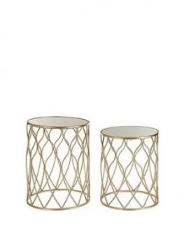 Image of Premier Housewares Arcana Side Tables Set Of 2- Champagne Iron