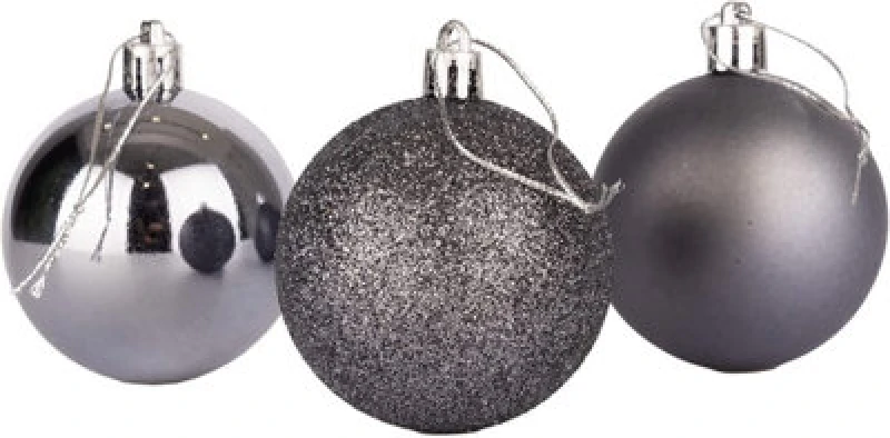 Image of Shatchi 10Cm/3Pcs Christmas Baubles Shatterproof Dark Grey,tree Decorations