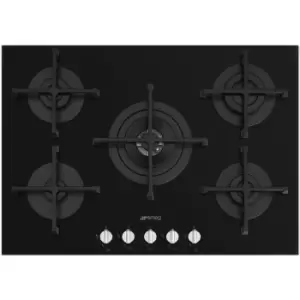 Image of SMEG PV275N Cucina 72cm Four Burner Gas-on-glass Hob - Black