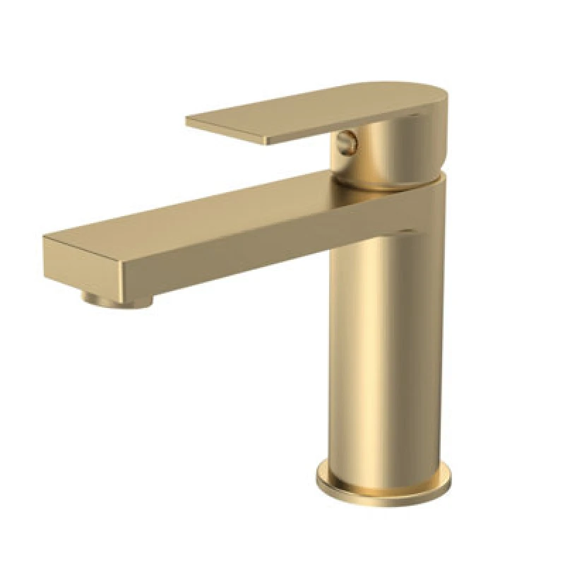 Image of BALTERLEY Modern Square Mono Basin Mixer Tap & Push Button Waste - Brushed Brass Balterley BTD805