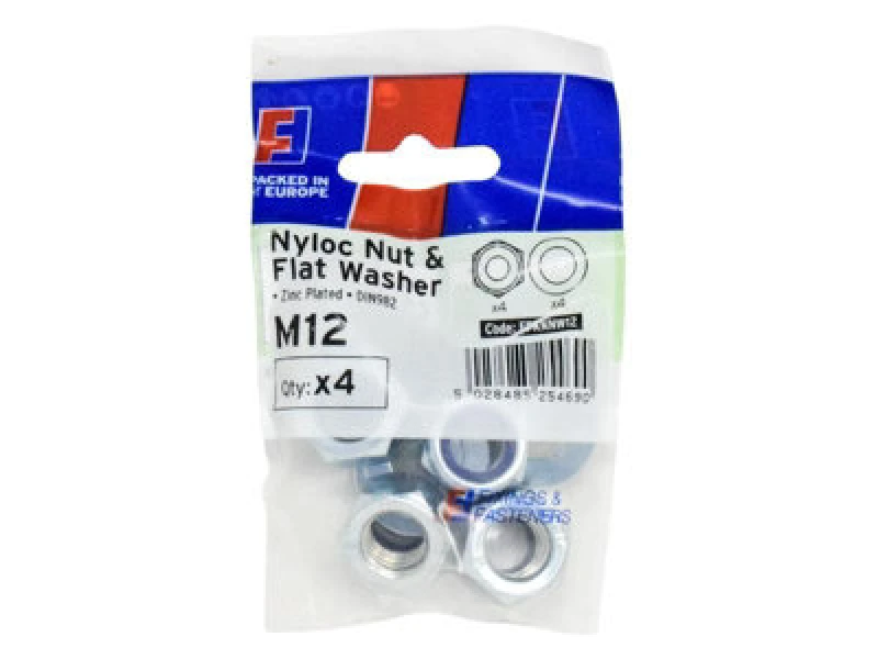 Image of Forgefix Fpknnw12 Nyloc Nut & Washer M12 Forgepack 4 Forfpknnw12
