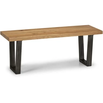 Image of Industrial Style Dining Bench Black Gun Metal Dark Oak - Inez