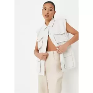 Image of Missguided Sleeveless Pocket Detail Jacket - White
