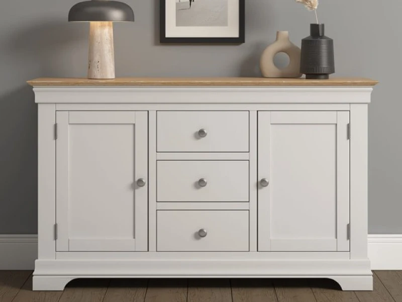 Image of Seconique Bordeaux Ivory and Oak 2 Door 3 Drawer Sideboard Assembled