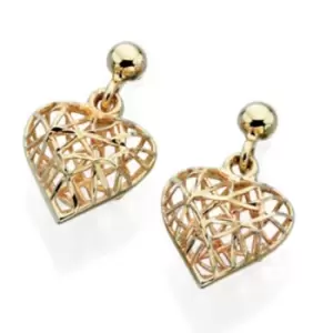 Image of 9Ct Yellow Gold Caged Heart Stud Earrings