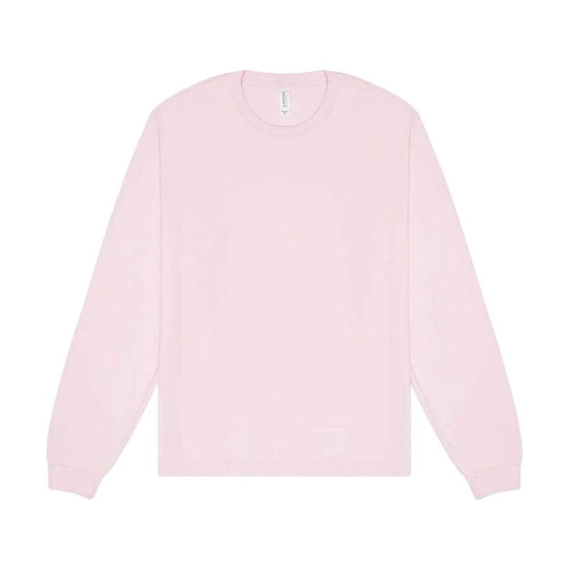 Image of Bella + Canvas Mens Heavy Boxy Long-Sleeved T-Shirt in Pink Size: XS Pink Male XS