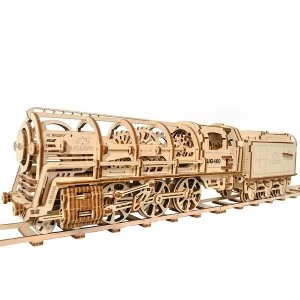 Image of Train Locomotive with Tender UGears 3D Wooden Model Kit