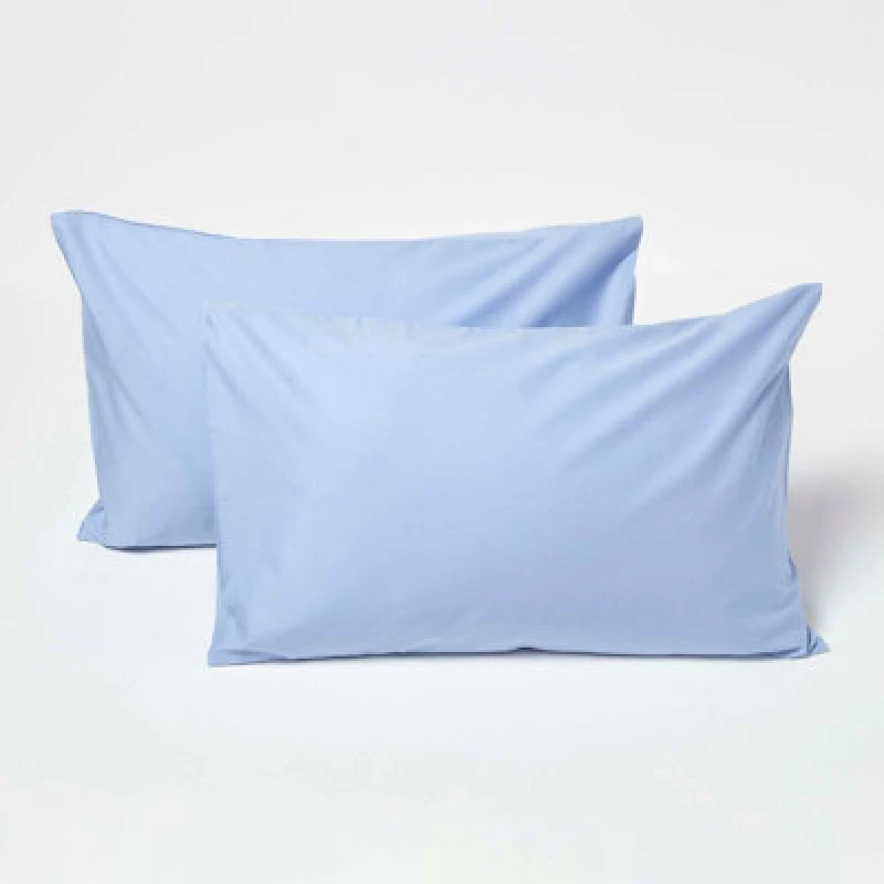 Image of Homescapes Cotton Kids Pillowcases 40 x 60cm 200 Thread Count, 2 Pack Blue