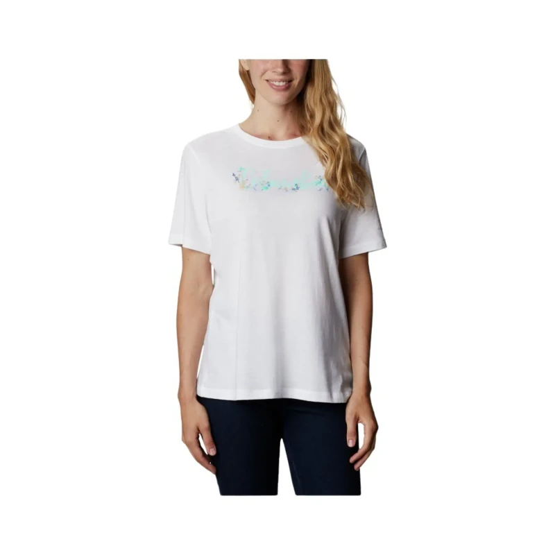 Image of Womens T-Shirt Columbia Bluebird Day Relaxed Crew Neck Blanc Female L
