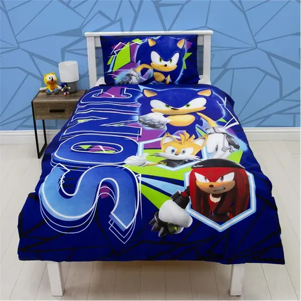 Image of Sonic Sonic Prime Single Panel Duvet Cover Set Duvet Cover Sets Single Blue 77996018010