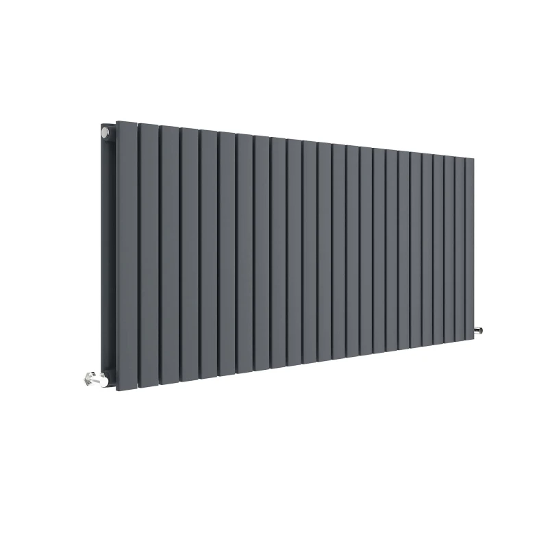 Image of Balterley Lucia Square Horizontal Double Panel Radiator, 600 x 1398mm Anthracite in Grey Grey Unisex