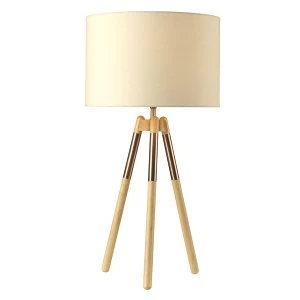 Image of The Lighting and Interiors Group Ely Wooden Table Lamp - Bronze