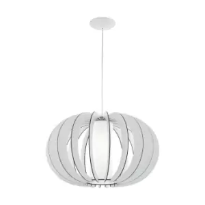Image of Pendant Ceiling Light Colour White Shade White Wood Glass Bulb E27 1x60W