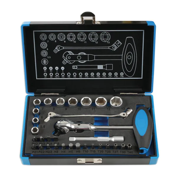 Image of Roto Lock Socket and Bit Set 1/4D 31pc 6916 - Laser Tools