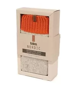 Image of TOTES One Pack Chunky Thermal Wool Blend Slipper Sox - Oatmeal, Oatmeal, Men