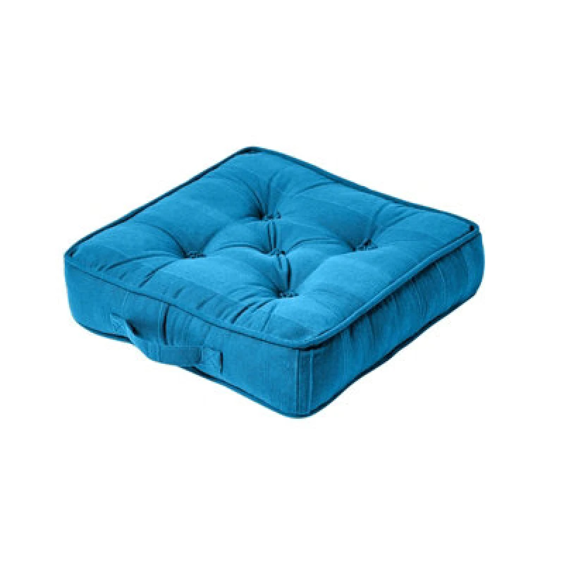 Image of Homescapes Rajput Ribbed Cotton Floor Cushion Teal