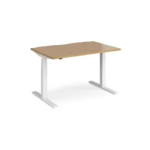 Image of Height Adjustable Desk Rectangular Desk 1200mm Oak Tops With White Frames 800mm Depth Elev8 Touch