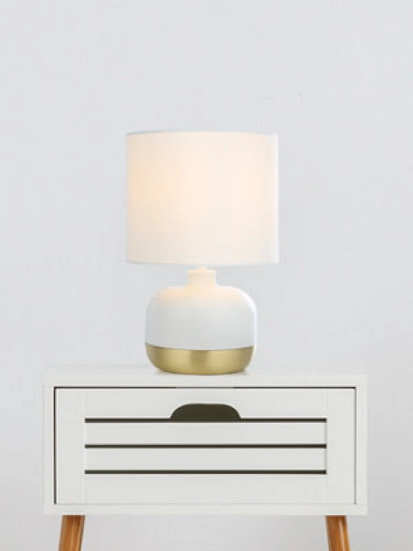 Image of Searchlight White and Gold Touch Table Lamp White - Searchlight White HR07701