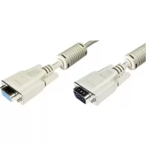 Image of Digitus VGA Cable extension VGA 15-pin plug, VGA 15-pin socket 1.80 m Grey AK-310203-018-E screwable, incl. ferrite core VGA cable