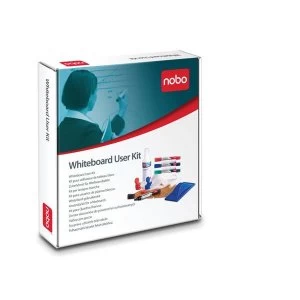 Image of Nobo Whiteboard User Kit Eraser Refills 4 Markers Absorbent Cloths and 125ml Spray Cleaner