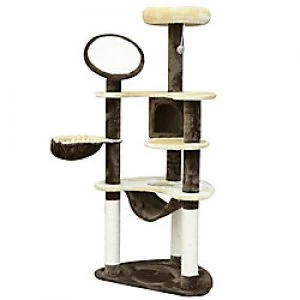 Image of PawHut Cat Tree Brown, Beige 500 mm x 650 mm x 1530 mm
