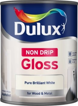 Image of Dulux Non Drip Pure Brilliant White Gloss High Sheen Paint 750ml