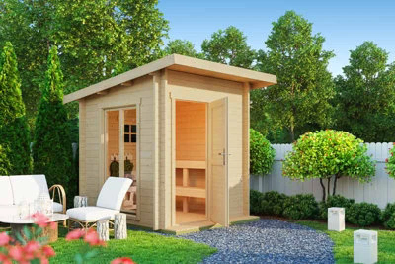 Image of Lasita Maja Abisko-Log Cabin, Wooden Garden Room, Timber Summerhouse, Home Office - L240 X W278.1 X H233.7 Cm