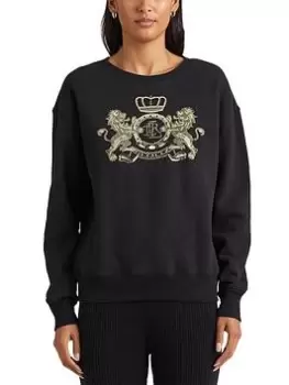 Image of Lauren by Ralph Lauren Kappy Logo Sweatshirt - Black, Size XS, Women