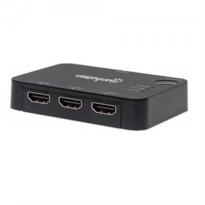 Image of Manhattan 4K 3-Port HDMI Switch 4K@30Hz USB Powered Remote Control Boxed Black (Euro 2-pin plug)