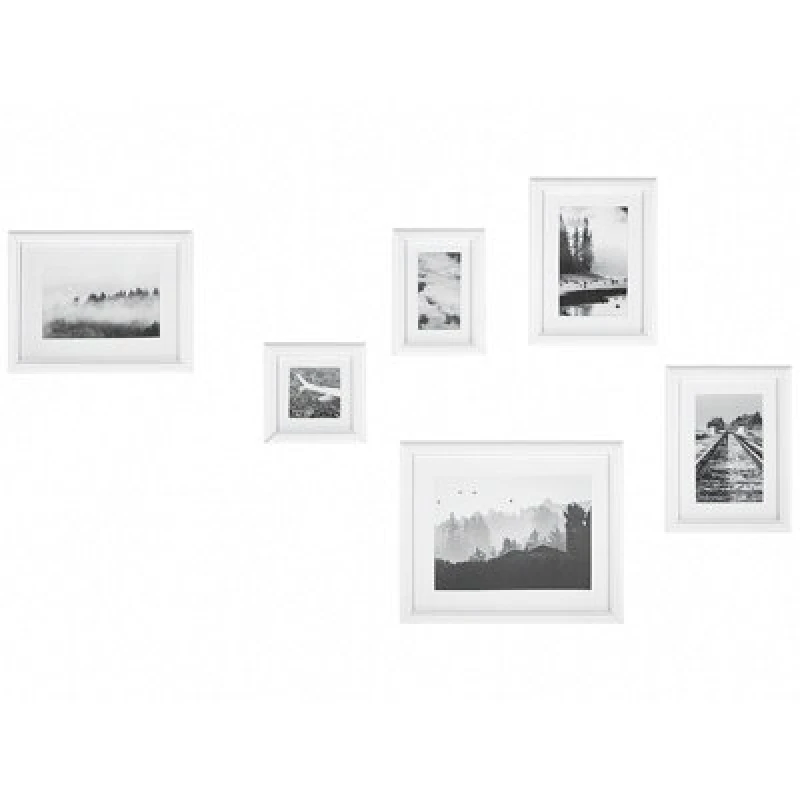 Image of Beliani Set Of 6 Photo Frames Zinare Landscape White